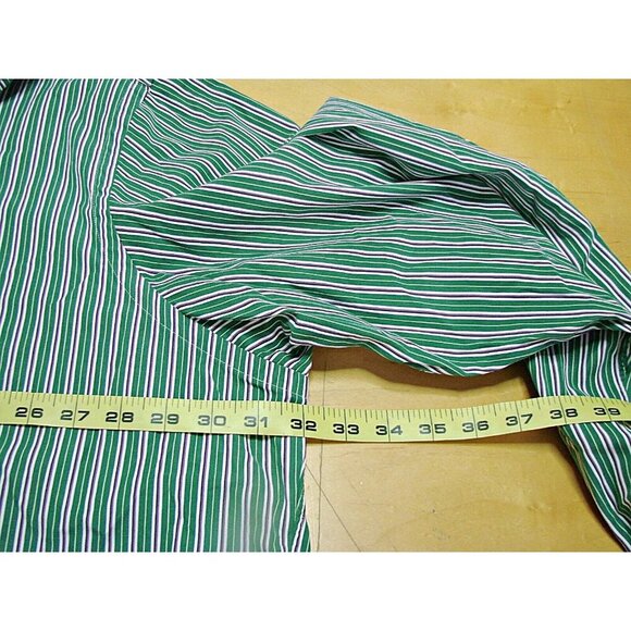 Ralph Lauren Mens 3XT Classic Fit Dress Shirt Green Stripe Button Down Collar - Picture 6 of 10